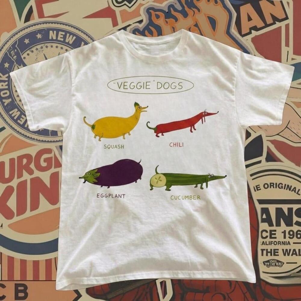 Veggie Dogs White Cotton T Shirt